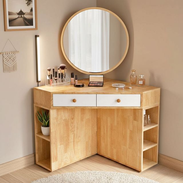 Bàn trang điểm gỗ để góc tường có ngăn kéo BTD68057