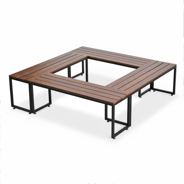 Combo 4 cái ghế băng dài 120x35cm và 1 bàn cafe tròn CBGB002
