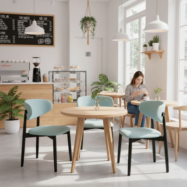 Ghế ăn gỗ Ash nệm bọc vải GCF313