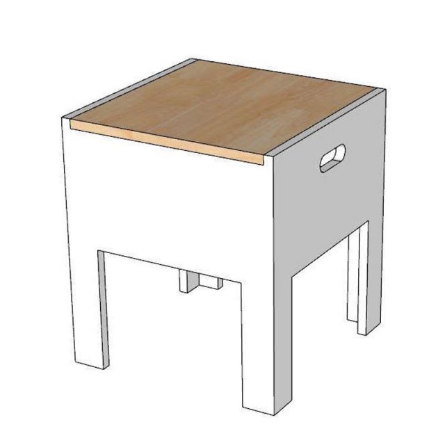 Ghế hồ sơ di động 40x40x45cm gỗ cao su GNHS002