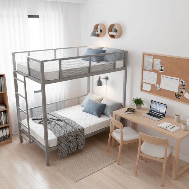Giường tầng lắp ráp 125x210x180cm gỗ cao su GT015
