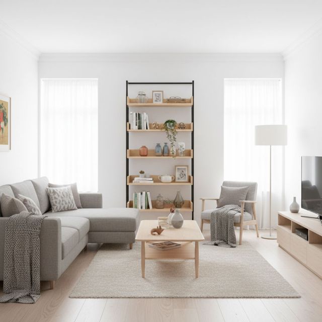 Kệ sách áp tường 84x28x180cm gỗ cao su KS68267