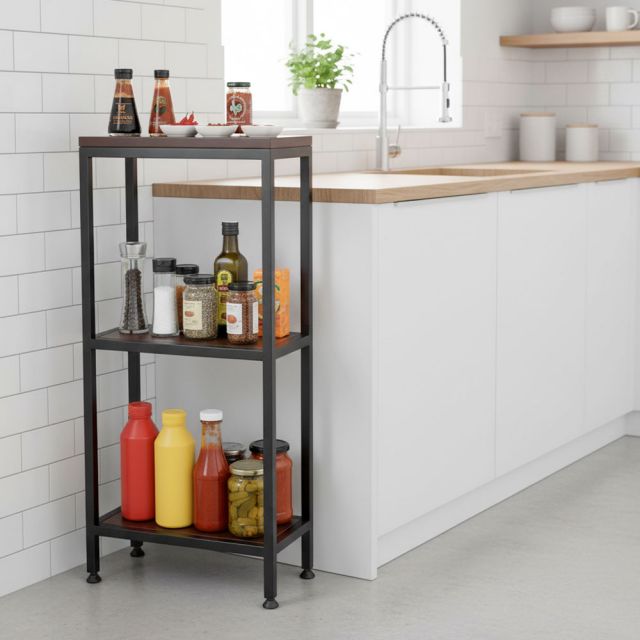 Kệ gia vị 3 tầng Tiny 40x20x85cm gỗ cao su KDGV001