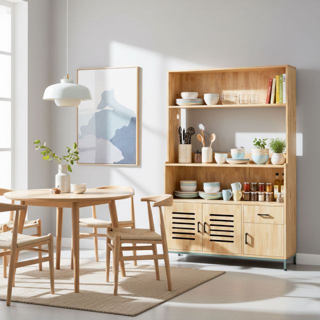 Kệ bếp đa năng 120x40x185cm gỗ cao su KB68071