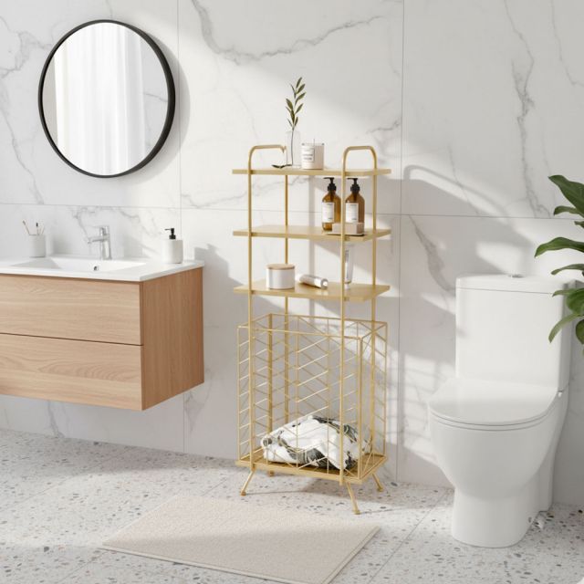 Kệ phòng tắm khung sắt có giỏ đựng KPT68030