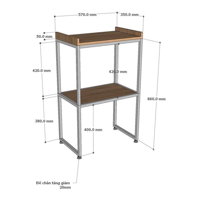 Kệ lò vi sóng 57x35x86cm gỗ plywood KVS68008