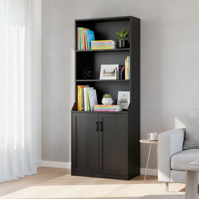 Kệ sách có ngăn tủ 70x40x180cm gỗ cao su KS68246