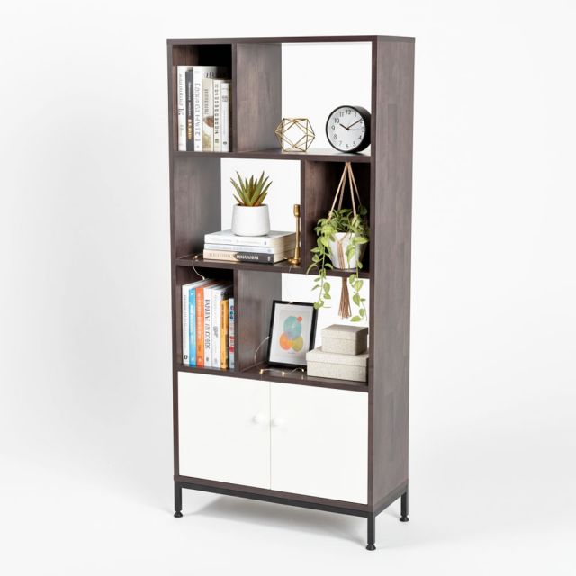 Kệ sách có ngăn tủ 70x30x150cm gỗ cao su KS68345 Kệ sách có ngăn tủ 70x30x150cm gỗ cao su KS68345
