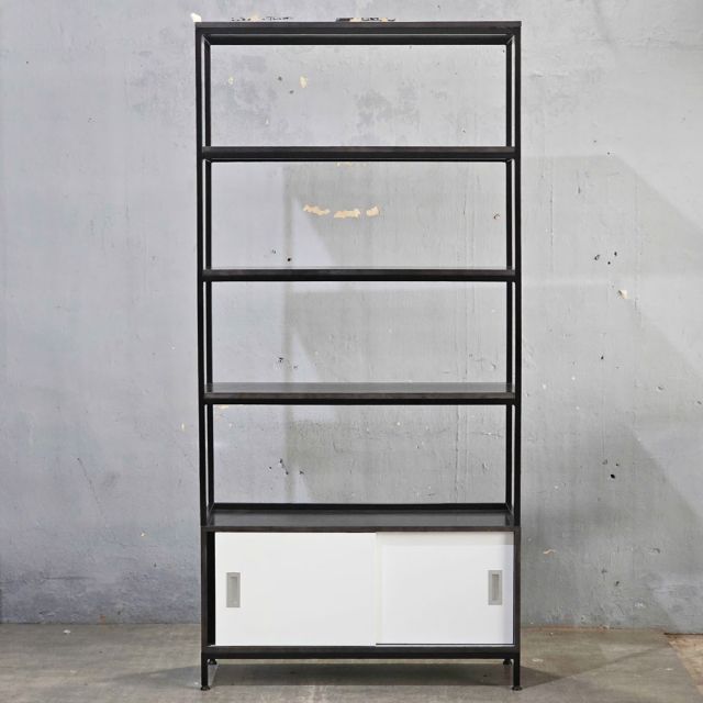 Kệ trưng bày có ngăn tủ 100x35x190cm gỗ cao su KS68344