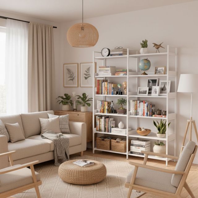 Kệ sách 6 tầng 140x34x180cm gỗ cao su khung sắt KS68244