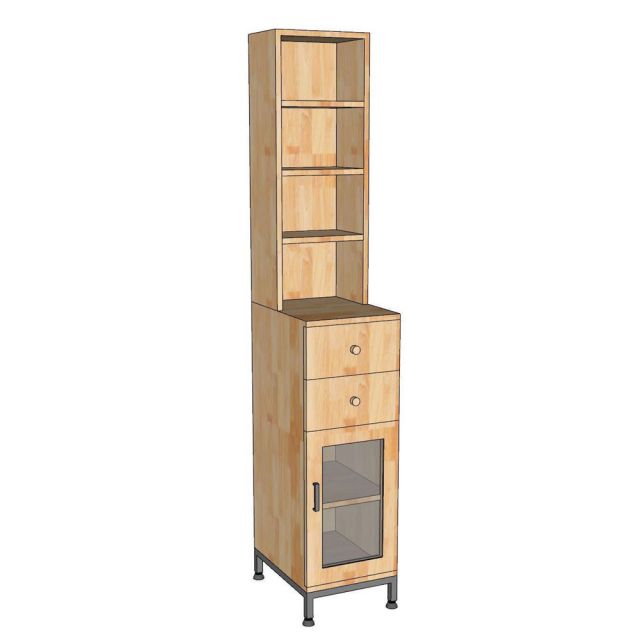 Tủ bên hông tủ lạnh 30x40x170cm gỗ cao su TBTL001