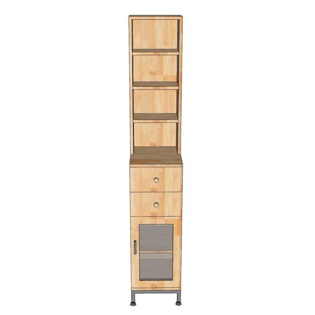 Tủ bên hông tủ lạnh 30x40x170cm gỗ cao su TBTL001