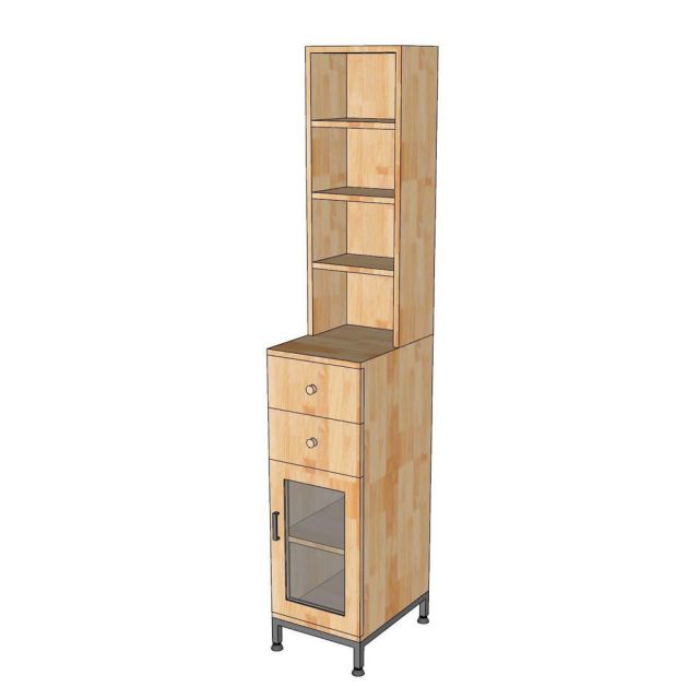 Tủ bên hông tủ lạnh 30x40x170cm gỗ cao su TBTL001