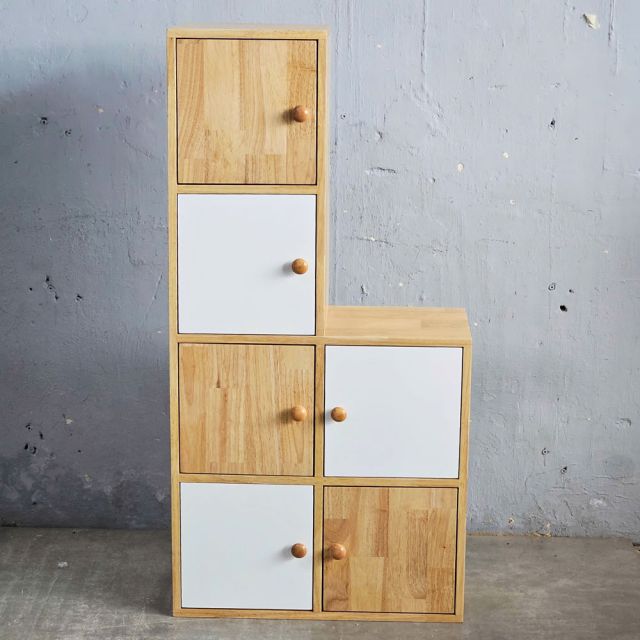 Tủ trang trí ô vuông 60x30x120cm gỗ cao su KS68342