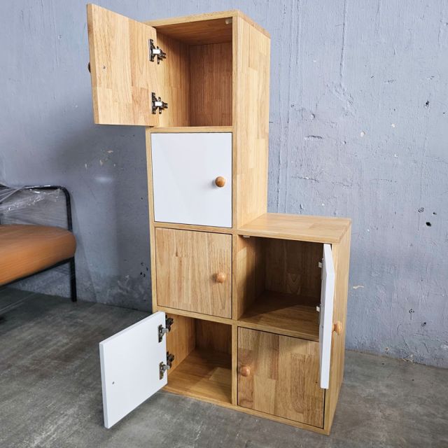Tủ trang trí ô vuông 60x30x120cm gỗ cao su KS68342