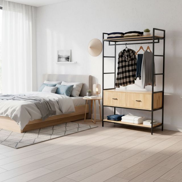 Tủ quần áo 120x50x200cm gỗ cao su KQA68066