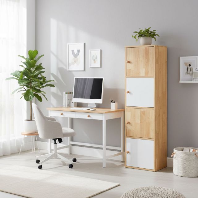 Tủ trang trí ô vuông 40x30x140cm gỗ cao su KS68343