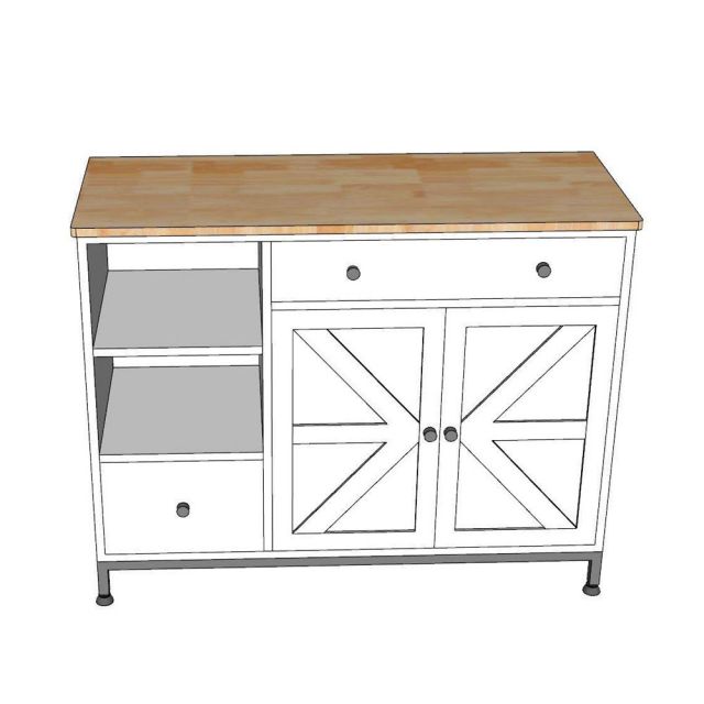 Bàn đảo bếp 104x41x80cm gỗ cao su KISL008
