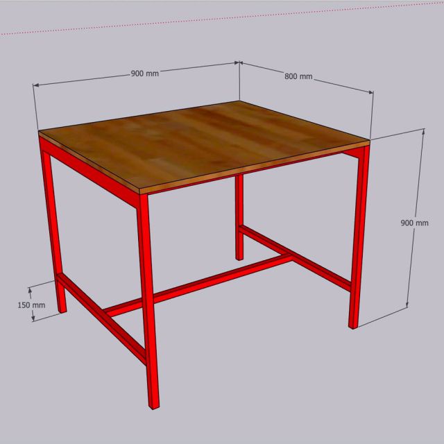 Bàn bar 90x80x90cm gỗ cao su chân sắt lắp ráp BB043