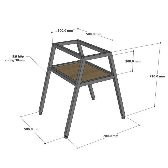 Bàn cafe chữ nhật 80x60cm gỗ plywood CFD68279