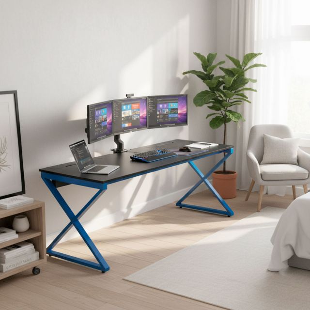 Bàn làm việc có hộp điện 200x80cm gỗ cao su ZD026
