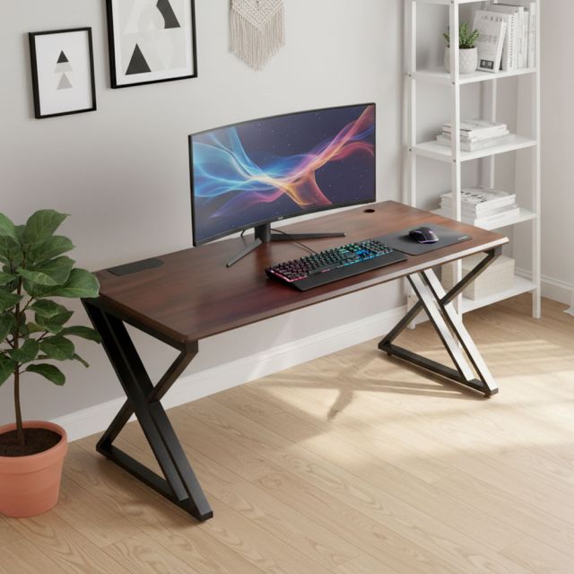 Bàn làm việc có hộp điện 180x80cm gỗ tràm GD68113
