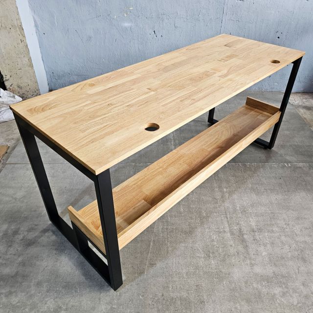 Bàn học 2 chỗ ngồi liền kệ 160x60cm gỗ cao su FD68083