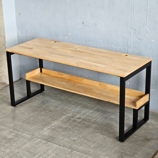 Bàn học 2 chỗ ngồi liền kệ 160x60cm gỗ cao su FD68083