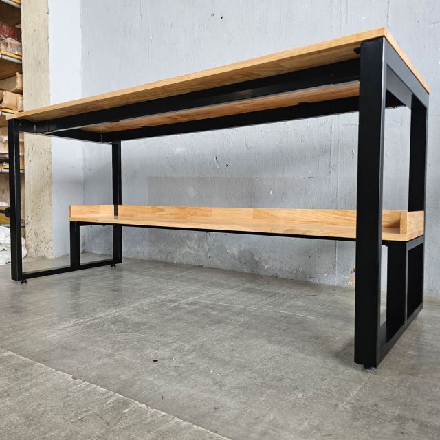 Bàn học 2 chỗ ngồi liền kệ 160x60cm gỗ cao su FD68083