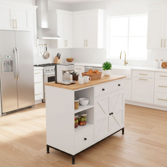 Bàn đảo bếp 104x41x80cm gỗ cao su KISL008