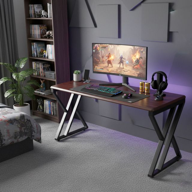 Bàn Gaming 160x60cm gỗ tràm chân chữ X GD68111