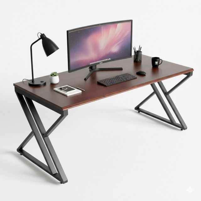 Bàn làm việc 180x80cm gỗ tràm chân chữ X GD68112