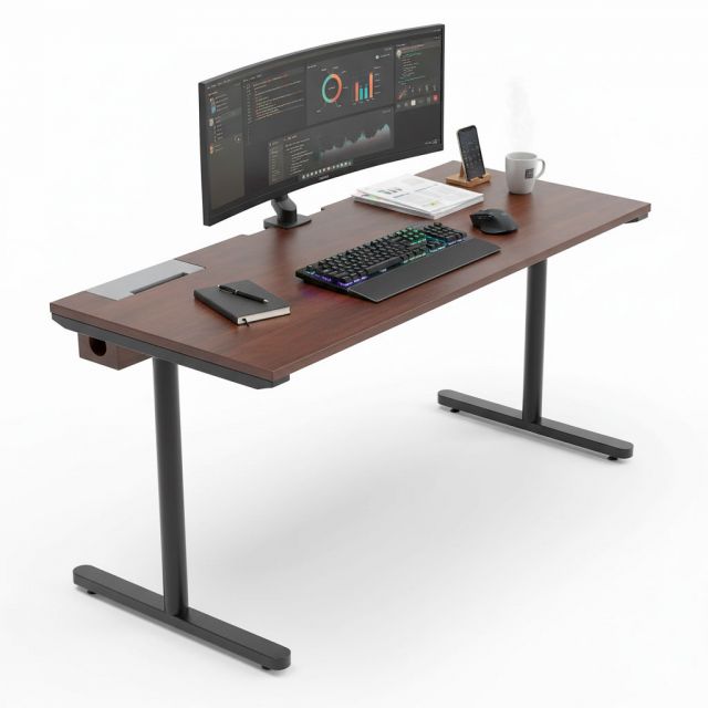 Bàn làm việc có hộc điện 160x70cm gỗ tràm hệ TIO HBTO041