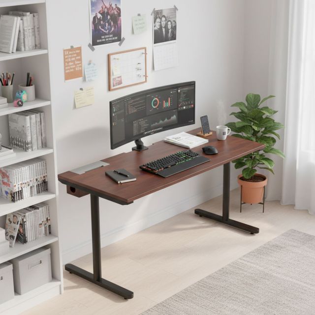 Bàn làm việc có hộc điện 160x70cm gỗ tràm hệ TIO HBTO041