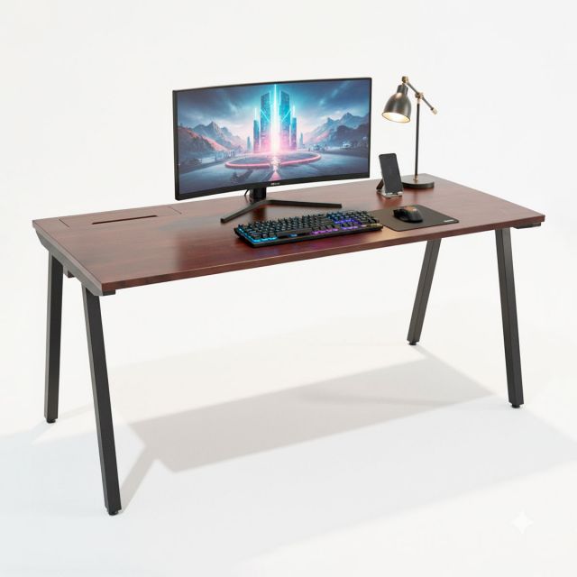 Bàn làm việc có hộp điện 160x70cm gỗ tràm hệ PLY HBPL029