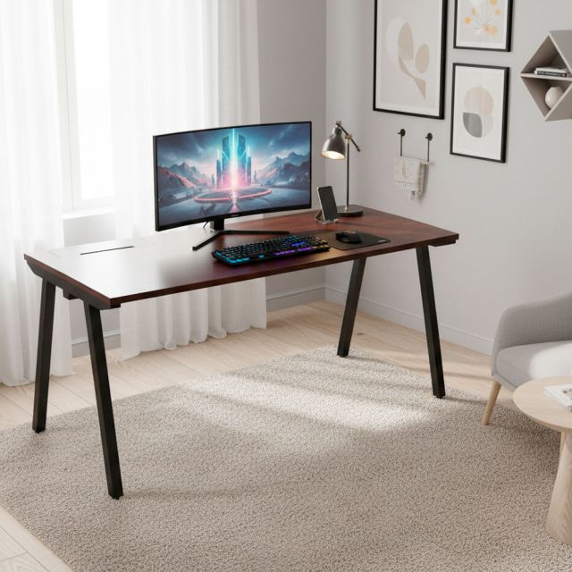 Bàn làm việc có hộp điện 160x70cm gỗ tràm hệ PLY HBPL029