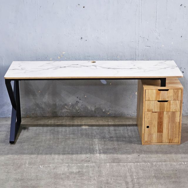 Bàn làm việc gác tủ 180x60cm plywood tủ gỗ cao su HBKC057 Bàn làm việc gác tủ 180x60cm plywood tủ gỗ cao su HBKC057