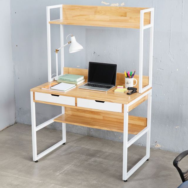 Bàn liền kệ có ngăn kéo 100x60x150cm gỗ cao su FD68074