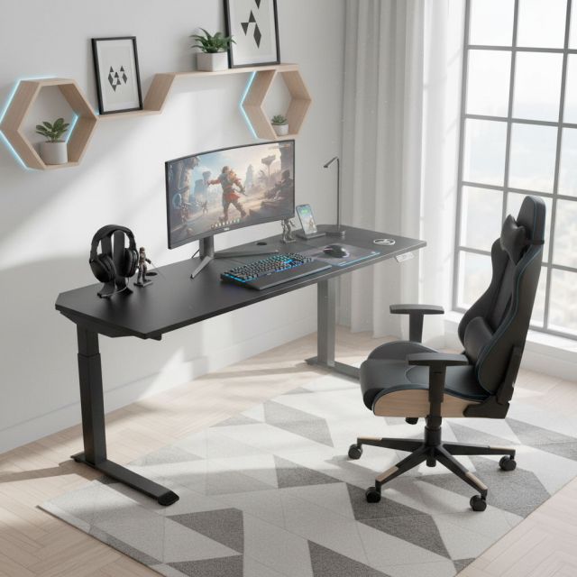 Bàn Gaming nâng hạ chiều cao 200x60cm gỗ tràm FLD035