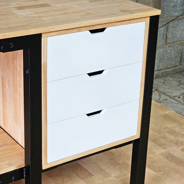 Bàn cắt vải có ngăn tủ 180x90cm gỗ cao su WSTB003
