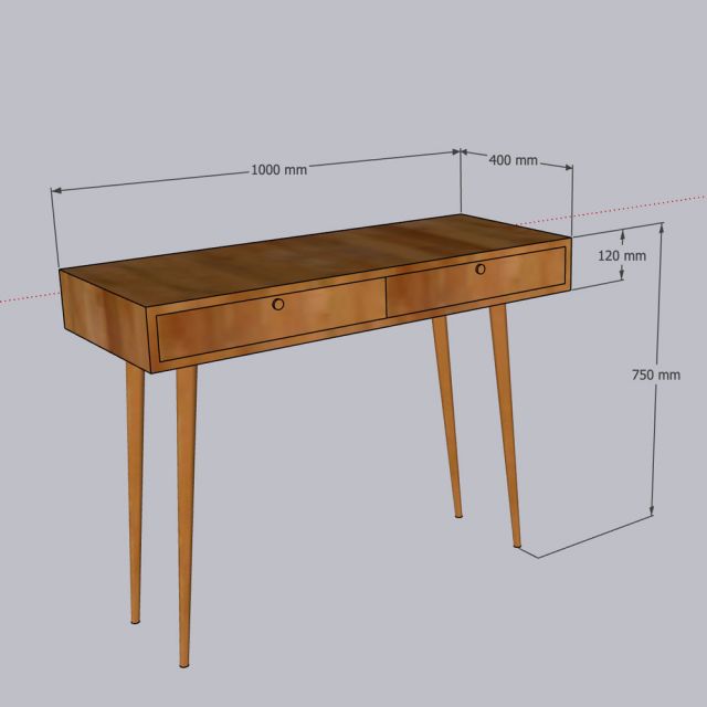 Bàn trang điểm 100x40cm gỗ cao su BTD68078