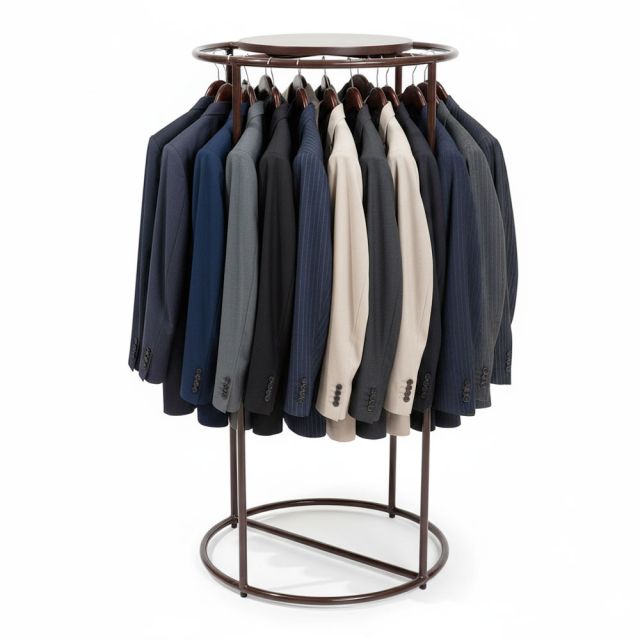 Giá treo áo vest vòng tròn gỗ cao su khung sắt GQA68040 Giá treo áo vest vòng tròn gỗ cao su khung sắt GQA68040