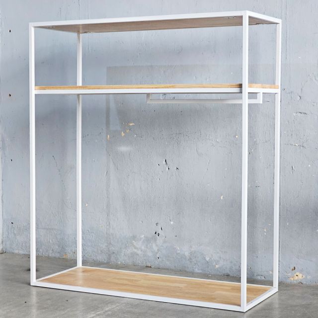 Giá treo đồ trưng bày shop 120x45x130cm gỗ cao su GQA68041