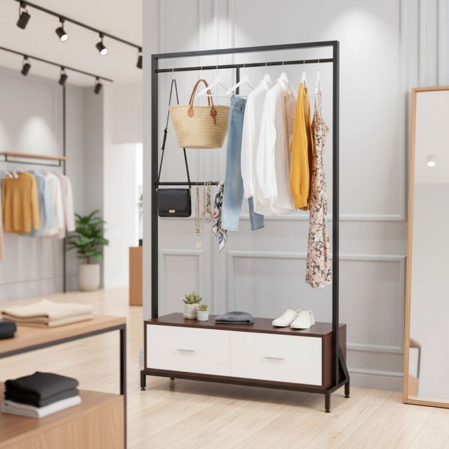 Kệ treo quần áo 120x40x200cm gỗ cao su TQA68069