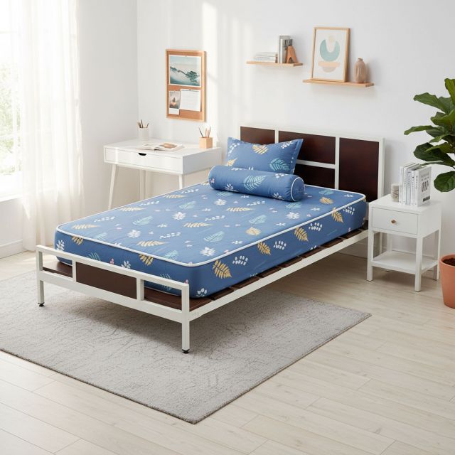 Giường ngủ lắp ráp 120x200x45cm gỗ cao su GN68054