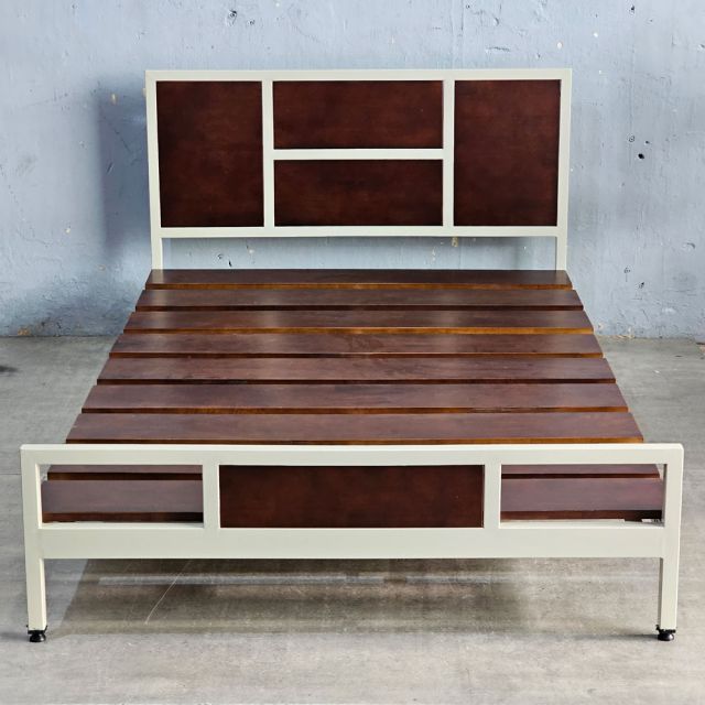 Giường ngủ lắp ráp 120x200x45cm gỗ cao su GN68054