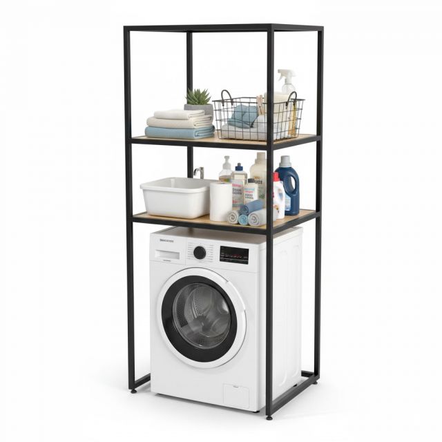 Kệ máy giặt 3 tầng 78x63x178cm gỗ cao su KMG68028 Kệ máy giặt 3 tầng 78x63x178cm gỗ cao su KMG68028