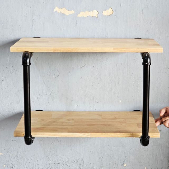Kệ ống nước treo tường 2 tầng 80x30x40 gỗ cao su PPF023