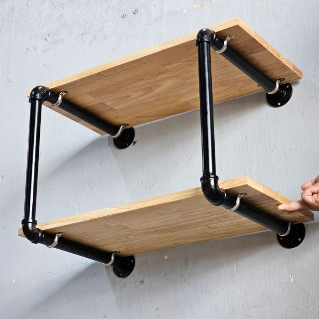 Kệ ống nước treo tường 2 tầng 80x30x40 gỗ cao su PPF023