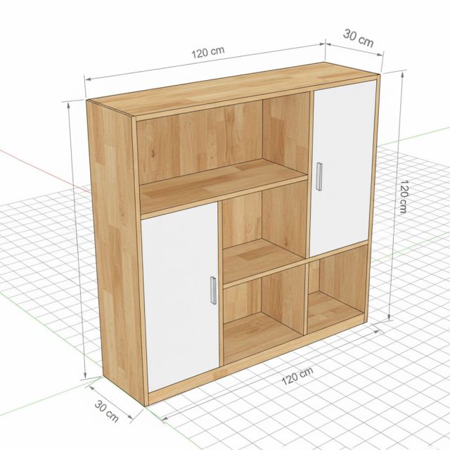 Kệ sách 120x30x120cm gỗ cao su KS68346